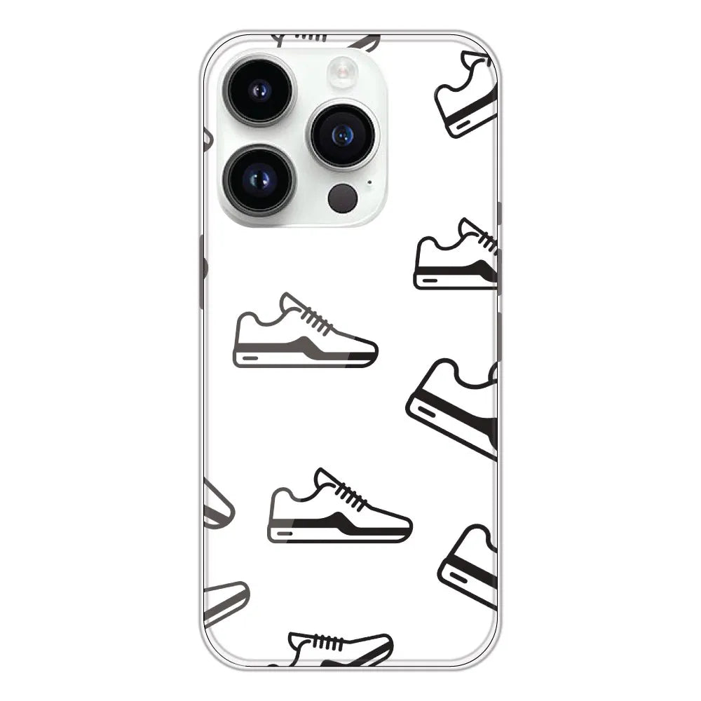 Black Sneakers - Clear Printed Silicone CaseFor Apple iPhone 14 Pro