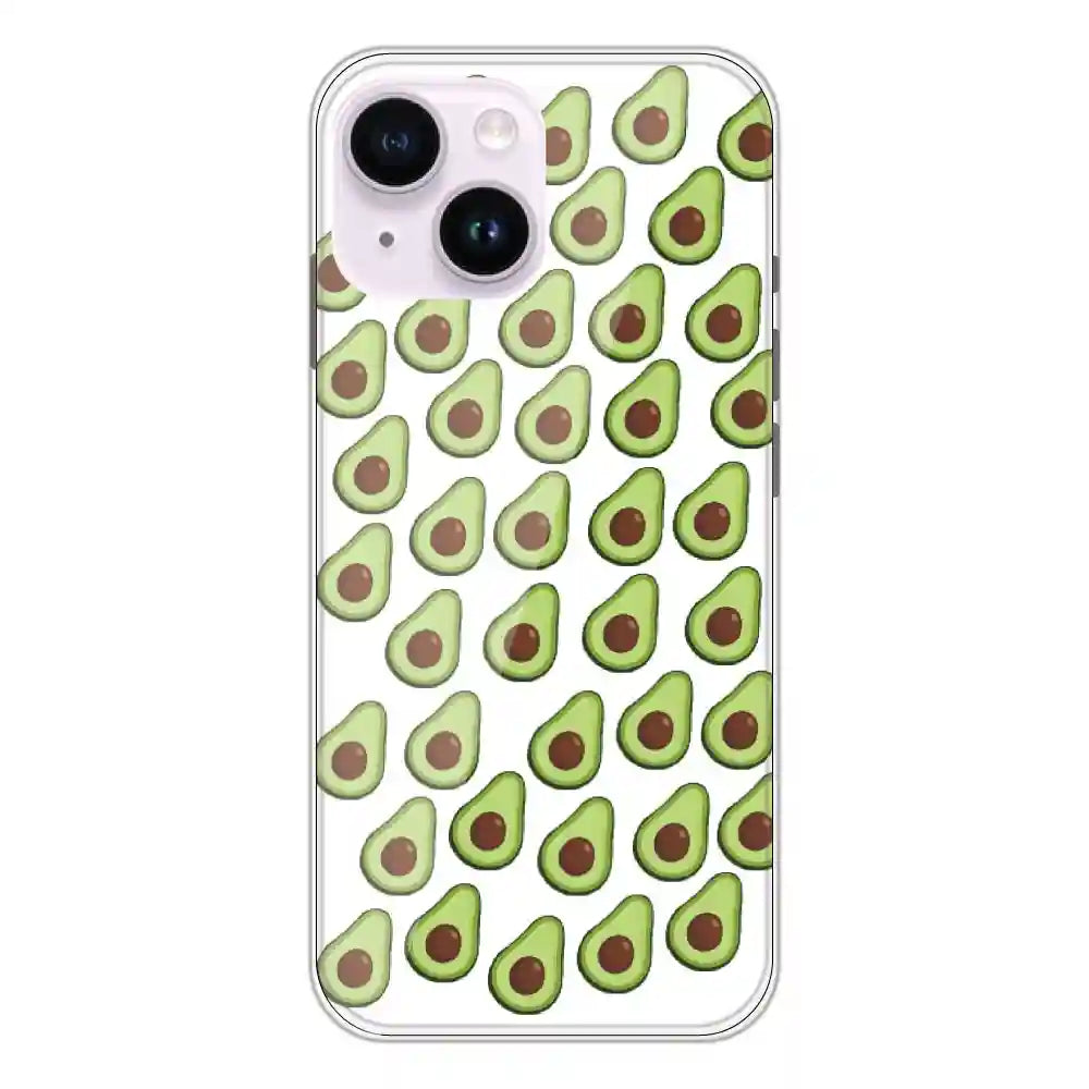 Avocado - Clear Printed Silicone Case For Apple iPhone 14 