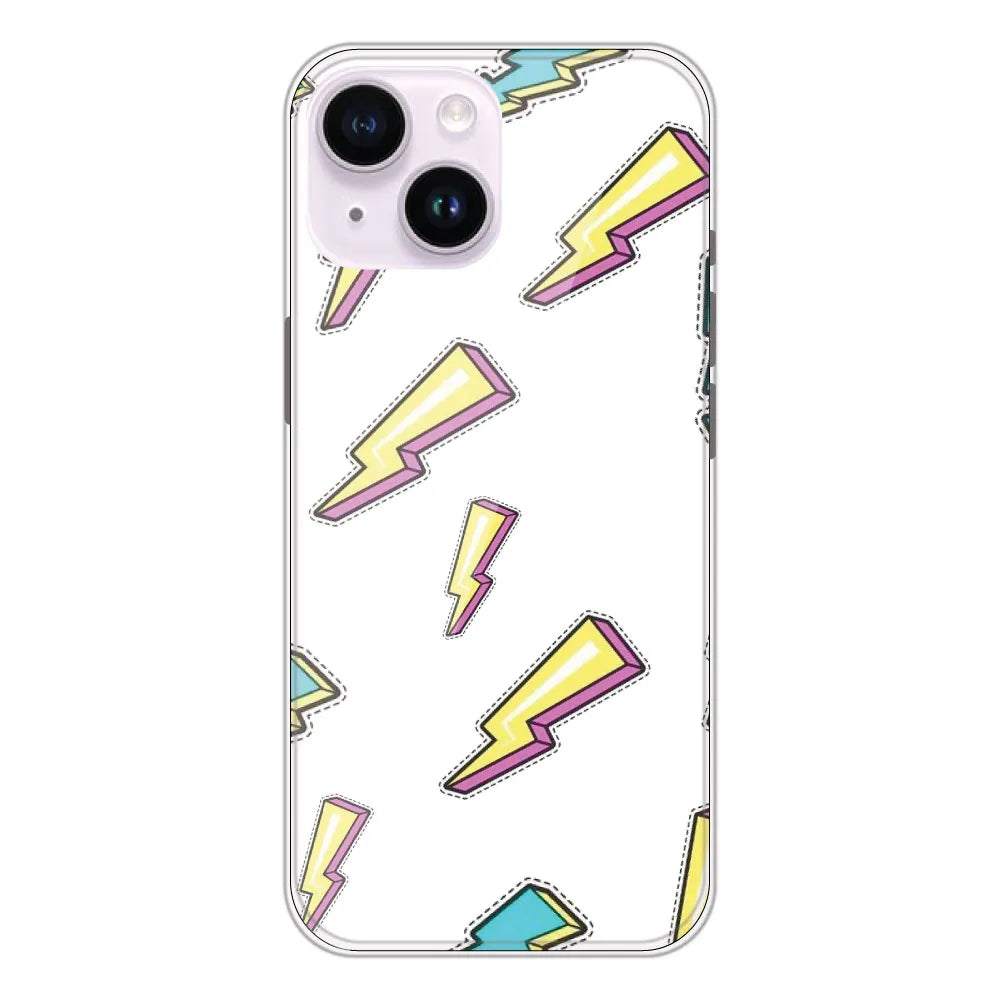 Lighting Bolts - Clear Printed Silicone CaseFor Apple iPhone 14