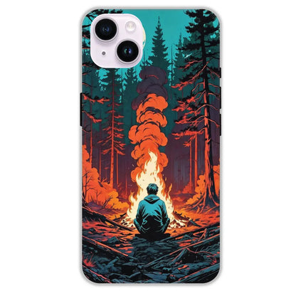 Boy With Camp Fire - Hard Cases For Apple iPhone 14