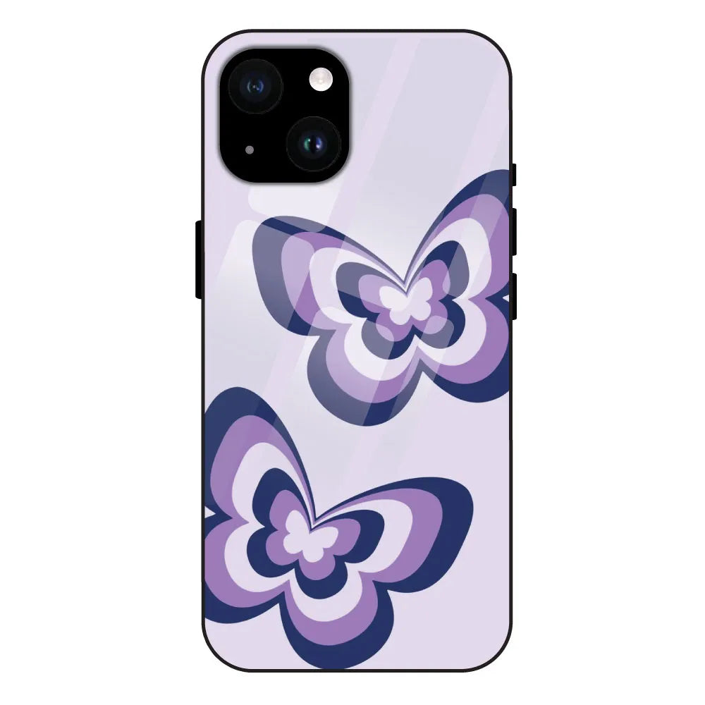 'Blue butterflies - Glass Case For Apple iPhone 14