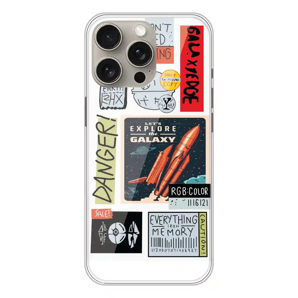 Galaxy - Clear Printed Silicone Case For Apple iPhone 15 Pro Max