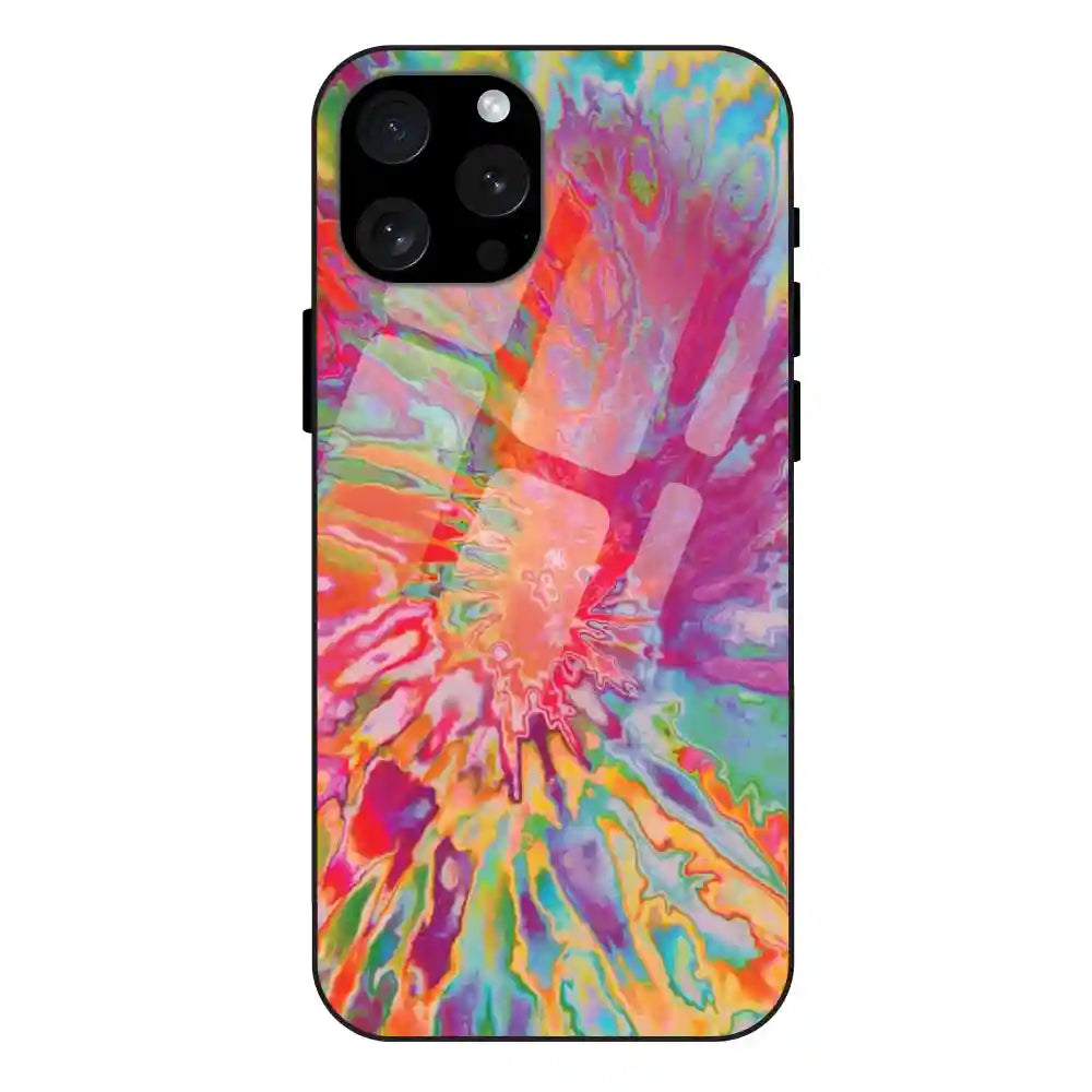 'Orange Splash Tie Dye - Glass Case For Apple iPhone 15 Pro