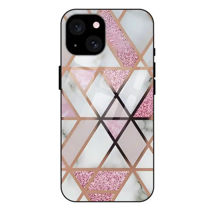 'Blush Prism Geometric - Glass Case For Apple iPhone 15 Plus