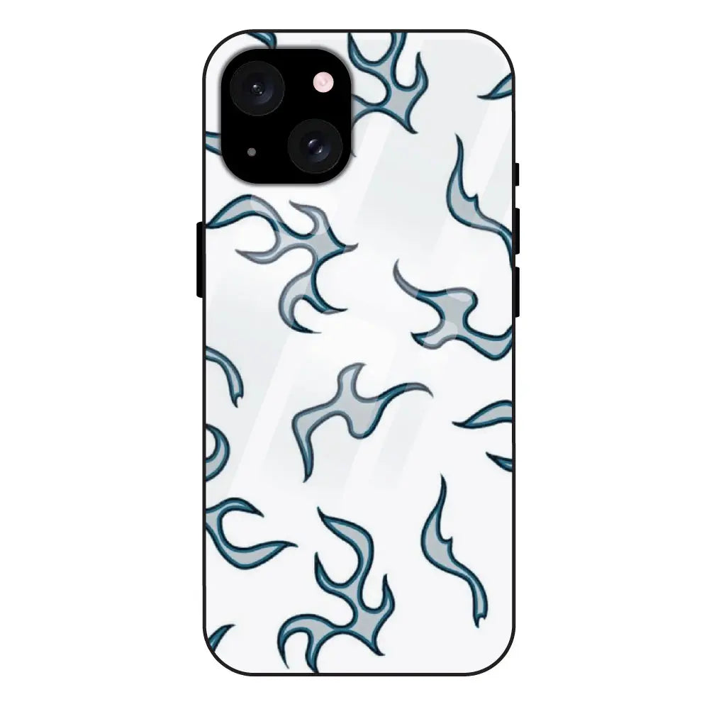 'White And Blue Flames - Glass Case For Apple iPhone 15 Plus