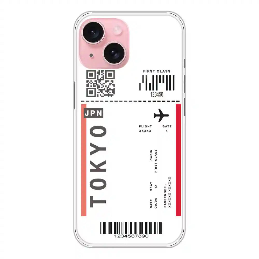Tokyo Ticket - Clear Printed Silicone Case For Apple iPhone 15 Plus