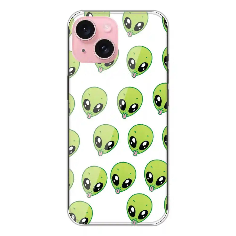 Alien - Clear Printed Silicone Case For Apple iPhone 15 Plus