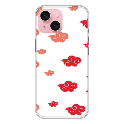 Red Clouds - Clear Printed Silicone Case For Apple iPhone 15 Plus