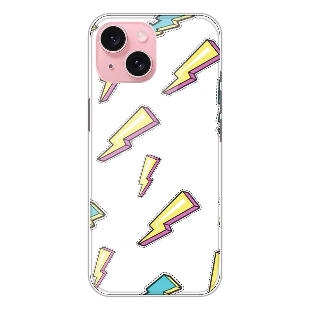 Lighting Bolts - Clear Printed Silicone CaseFor Apple iPhone 15 Plus