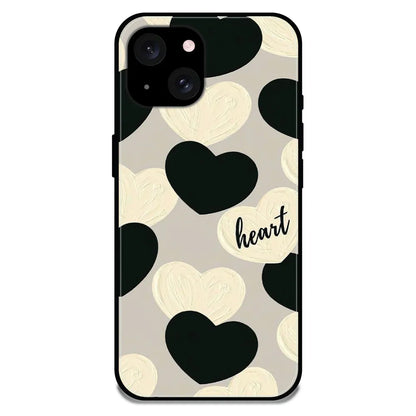 'Black And White Heart - Glossy Metal Silicone Case For Apple iPhone 15 Plus