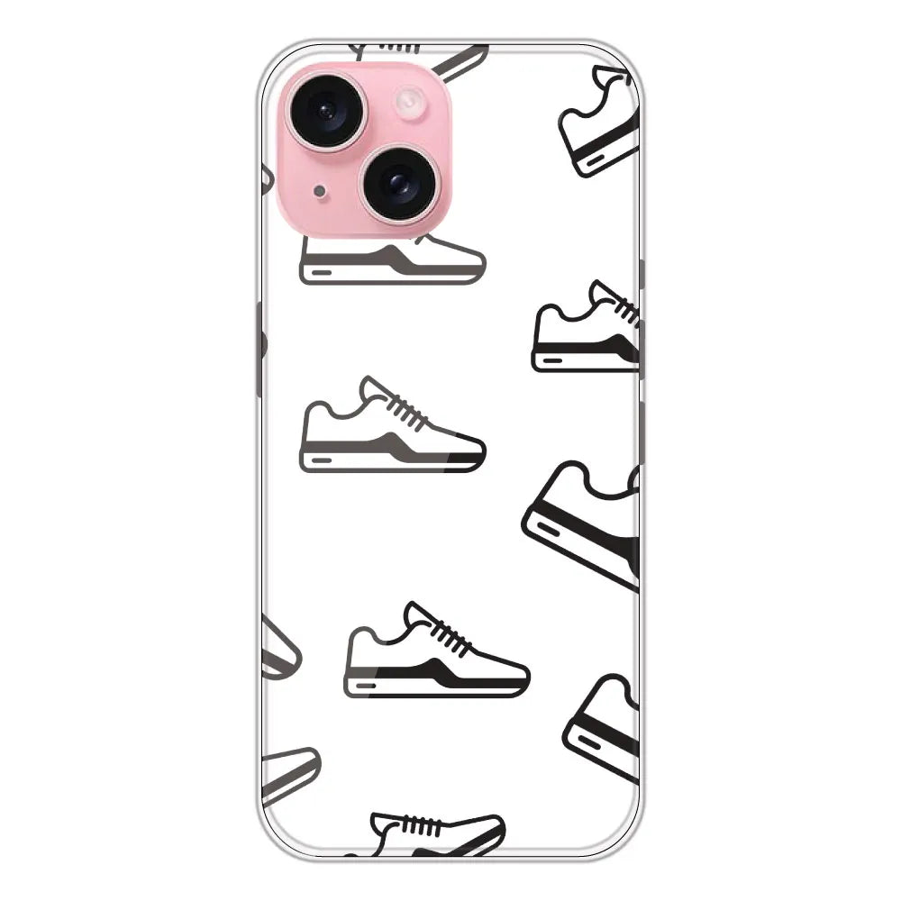 Black Sneakers - Clear Printed Silicone CaseFor Apple iPhone 15 Plus
