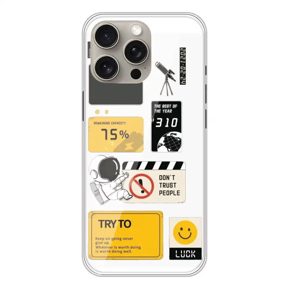 Space - Clear Printed Silicone Case For Apple iPhone 15 Pro Max