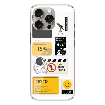 Space - Clear Printed Silicone Case For Apple iPhone 15 Pro Max