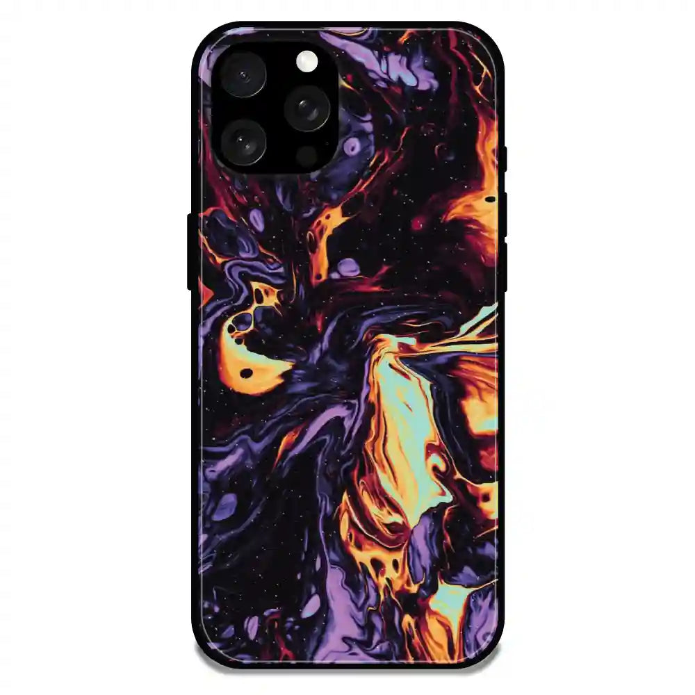 'Purple And Orange Swirl - Glossy Metal Silicone Case For Apple iPhone 15 Pro Max