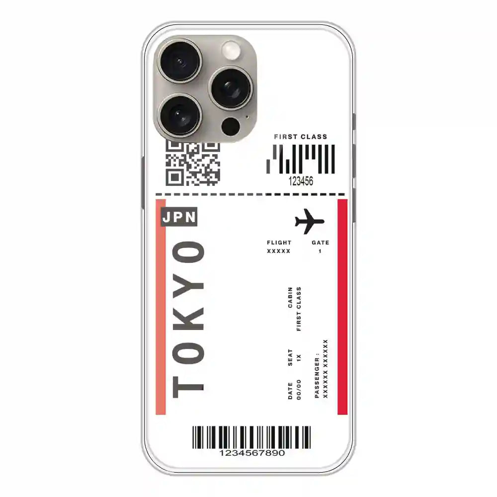 Tokyo Ticket - Clear Printed Silicone Case For Apple iPhone 15 Pro Max