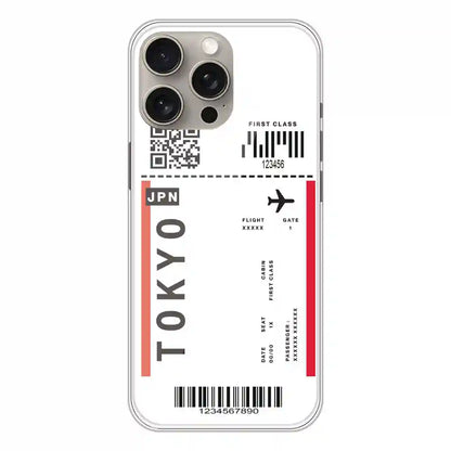 Tokyo Ticket - Clear Printed Silicone Case For Apple iPhone 15 Pro Max
