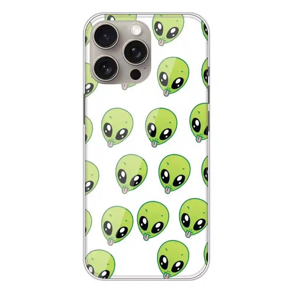 Alien - Clear Printed Silicone Case For Apple iPhone 15 Pro Max