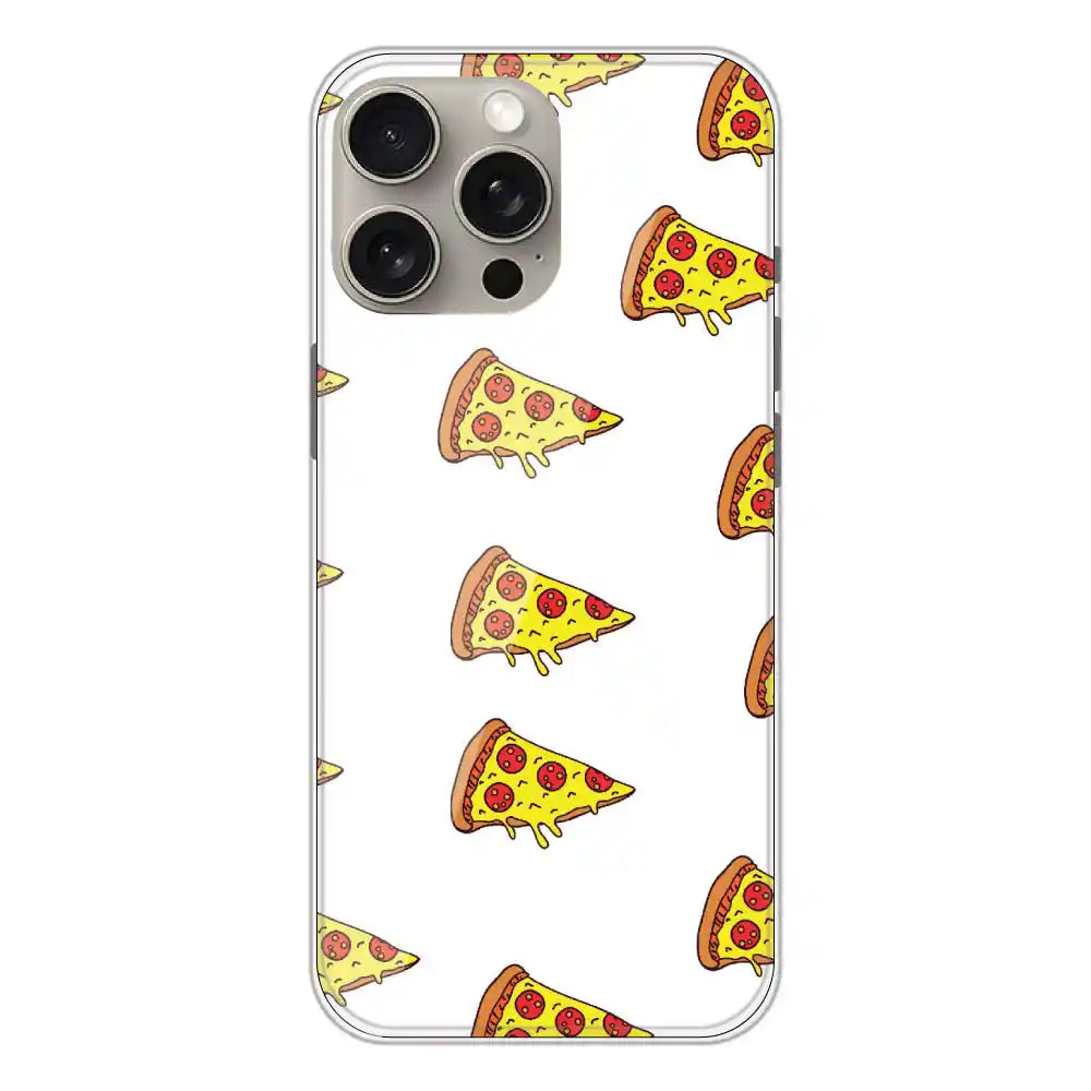 Pizza - Clear Printed Silicone Case For Apple iPhone 15 Pro Max