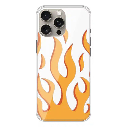 Orange Flames - Clear Printed Silicone Case For Apple iPhone 15 Pro Max