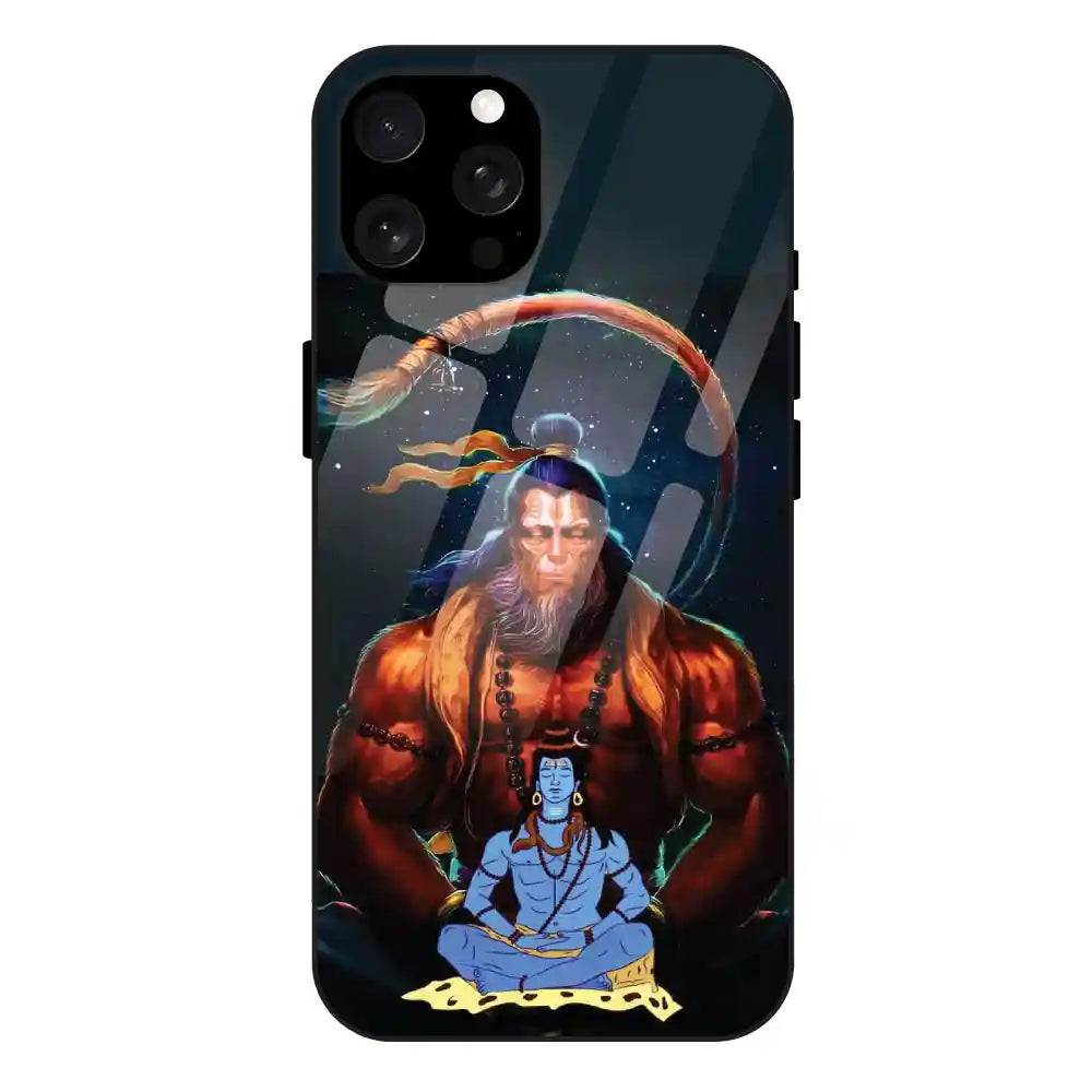 'Lord Shiva & Lord Hanuman - Glass Case For Apple iPhone 15 Pro Max