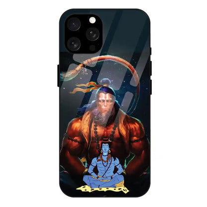'Lord Shiva & Lord Hanuman - Glass Case For Apple iPhone 15 Pro Max