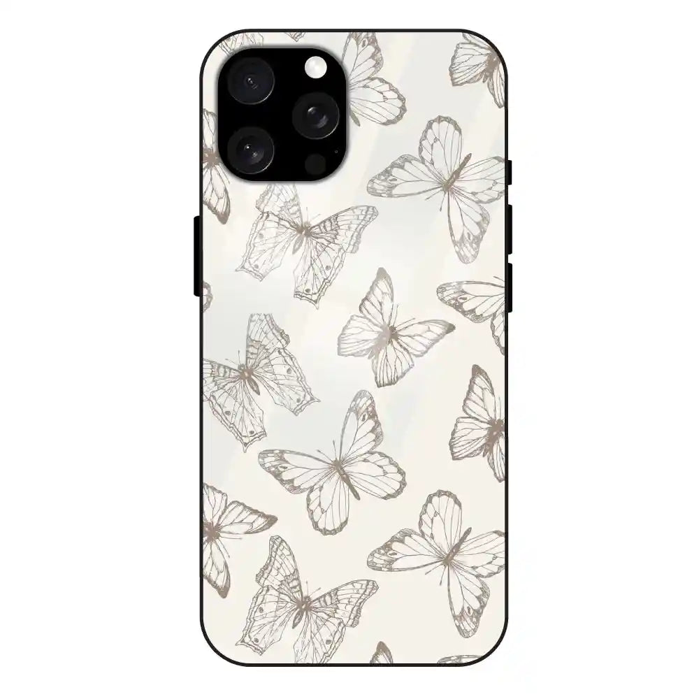 'White Butterflies - Glass Case For Apple iPhone 15 Pro Max