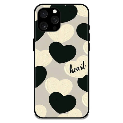 'Black And White Heart - Glossy Metal Silicone Case For Apple iPhone 15 Pro Max