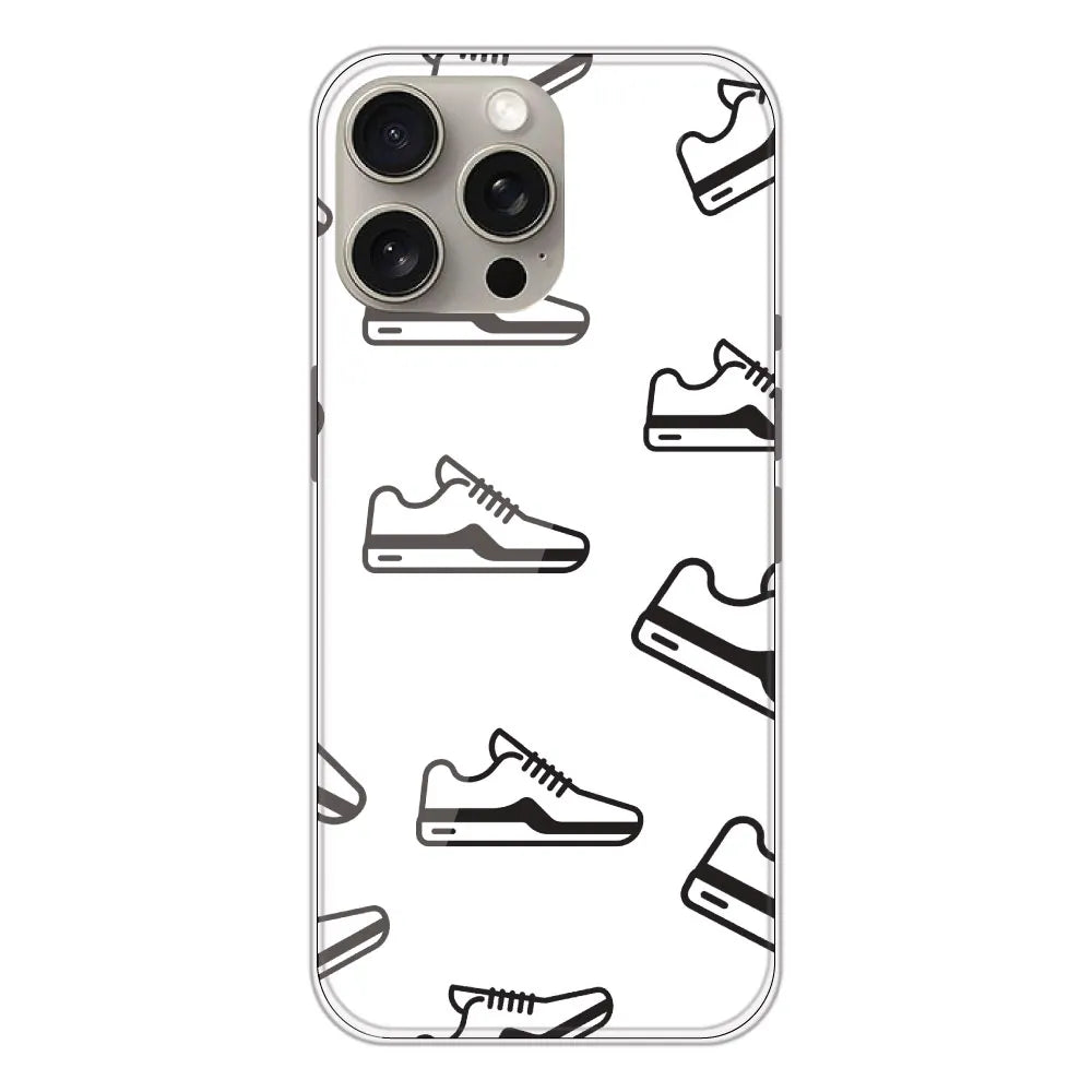 Black Sneakers - Clear Printed Silicone CaseFor Apple iPhone 15 Pro Max