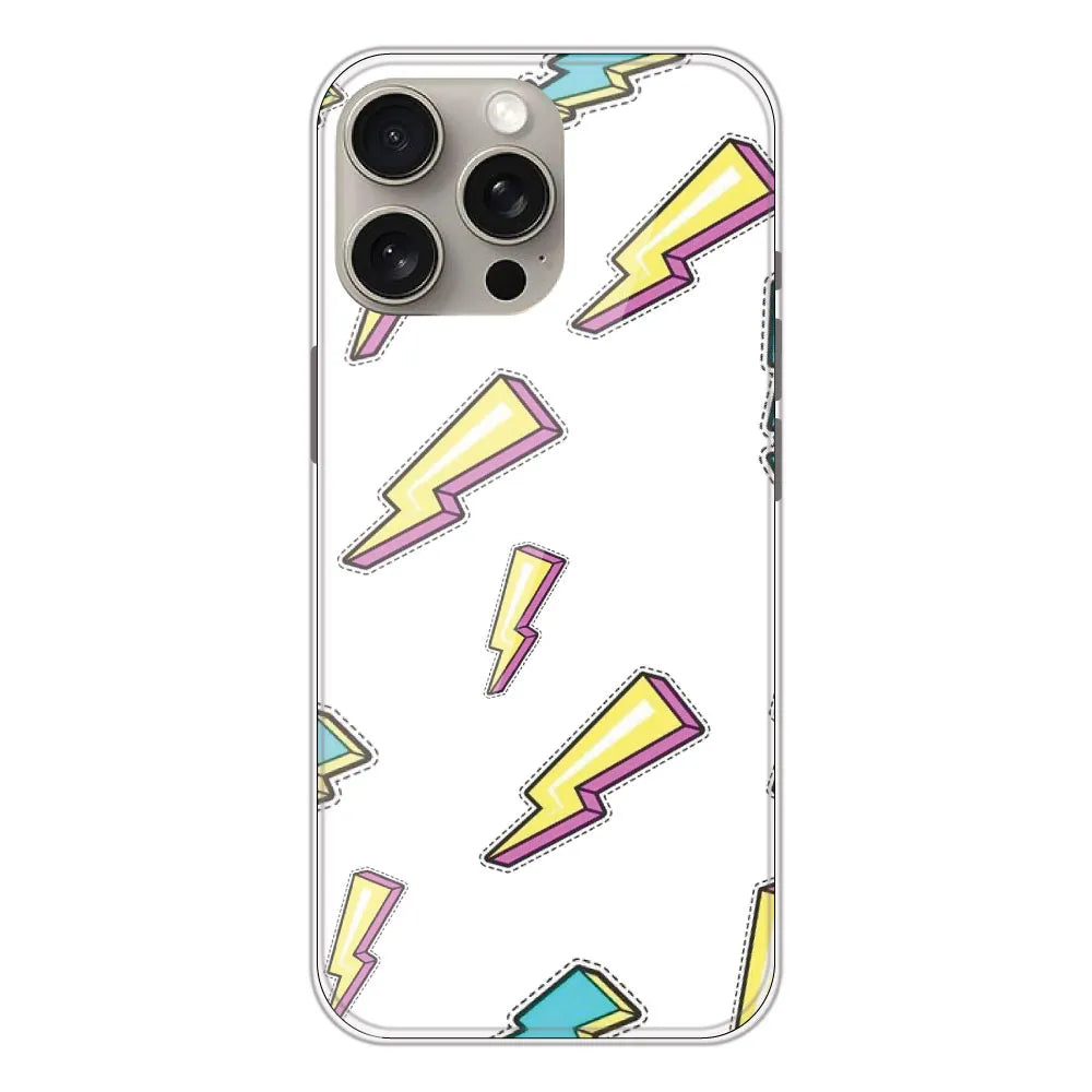 Lighting Bolts - Clear Printed Silicone CaseFor Apple iPhone 15 Pro Max