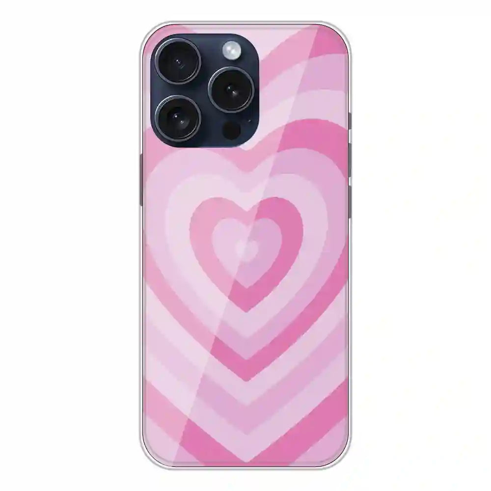 Pink Hearts - Printed Silicone Case For Apple iPhone 15 Pro