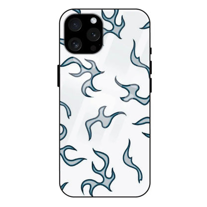 'White And Blue Flames - Glass Case For Apple iPhone 15 Pro
