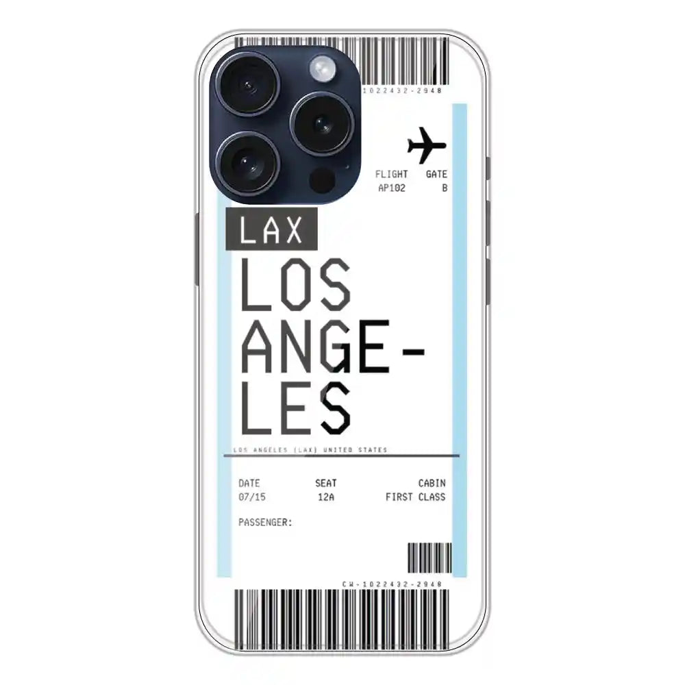 Los Angeles Ticket - Clear Printed Silicone Case For Apple iPhone 15 Pro