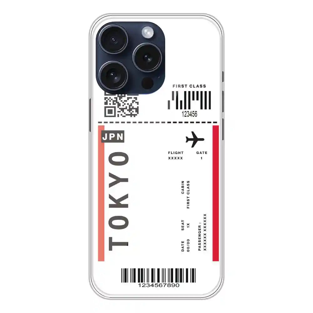Tokyo Ticket - Clear Printed Silicone Case For Apple iPhone 15 Pro