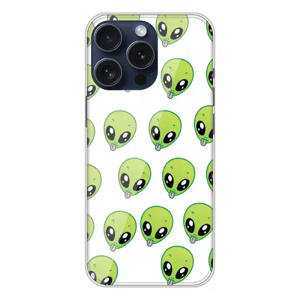 Alien - Clear Printed Silicone Case For Apple iPhone 15 Pro