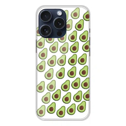 Avocado - Clear Printed Silicone Case For Apple iPhone 15 Pro 