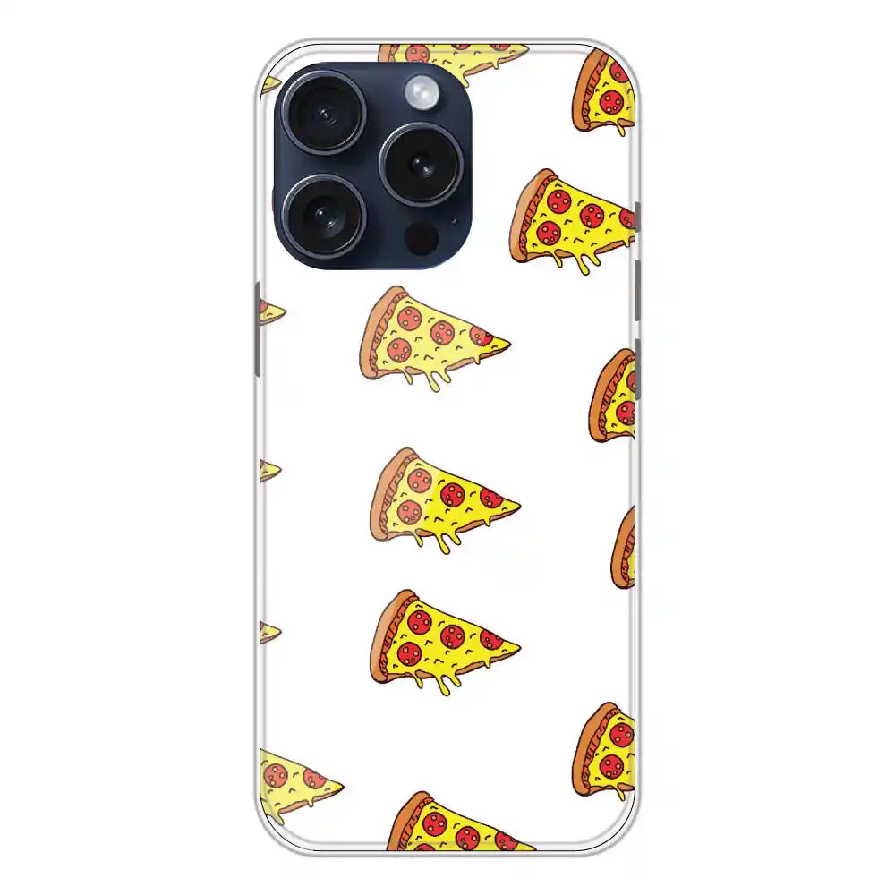Pizza - Clear Printed Silicone Case For Apple iPhone 15 Pro