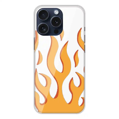 Orange Flames - Clear Printed Silicone Case For Apple iPhone 15 Pro