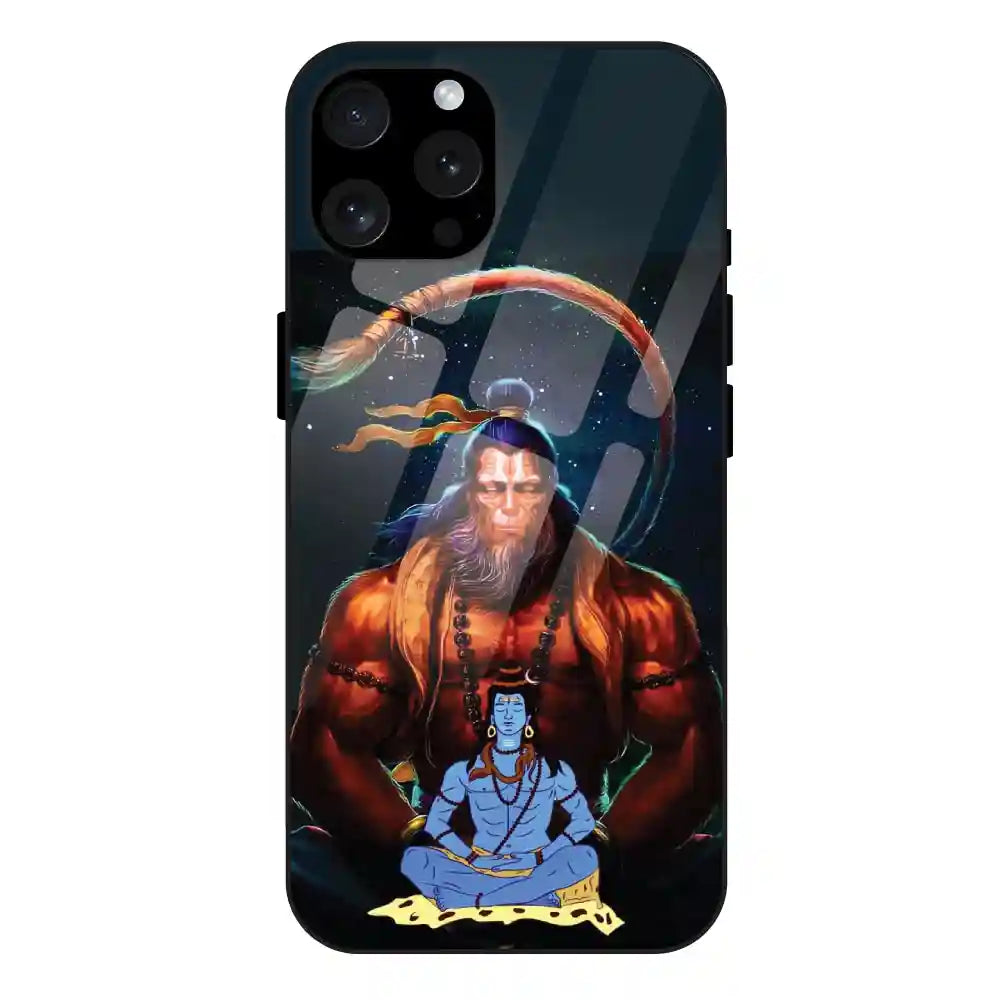 'Lord Shiva & Lord Hanuman - Glass Case For Apple iPhone 15 Pro