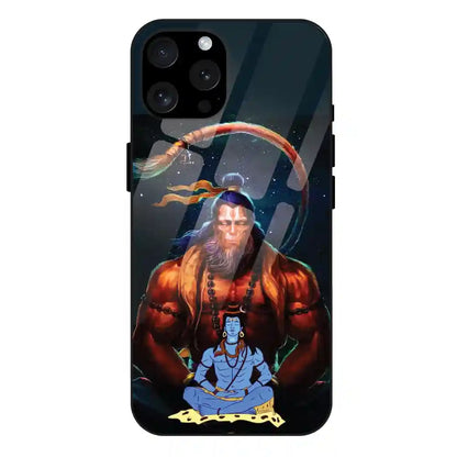 'Lord Shiva & Lord Hanuman - Glass Case For Apple iPhone 15 Pro
