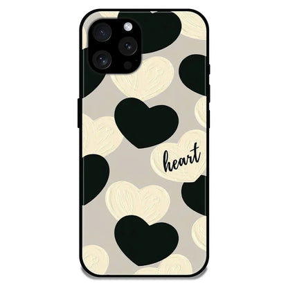 'Black And White Heart - Glossy Metal Silicone Case For Apple iPhone 15 Pro