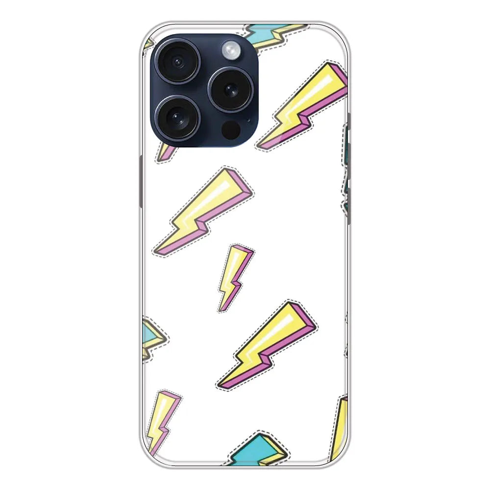 Lighting Bolts - Clear Printed Silicone CaseFor Apple iPhone 15 Pro