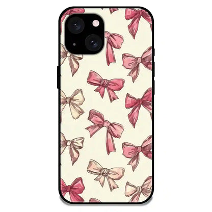 'Pastel Pink Bows - Glossy Metal Silicone Case For Apple iPhone 15
