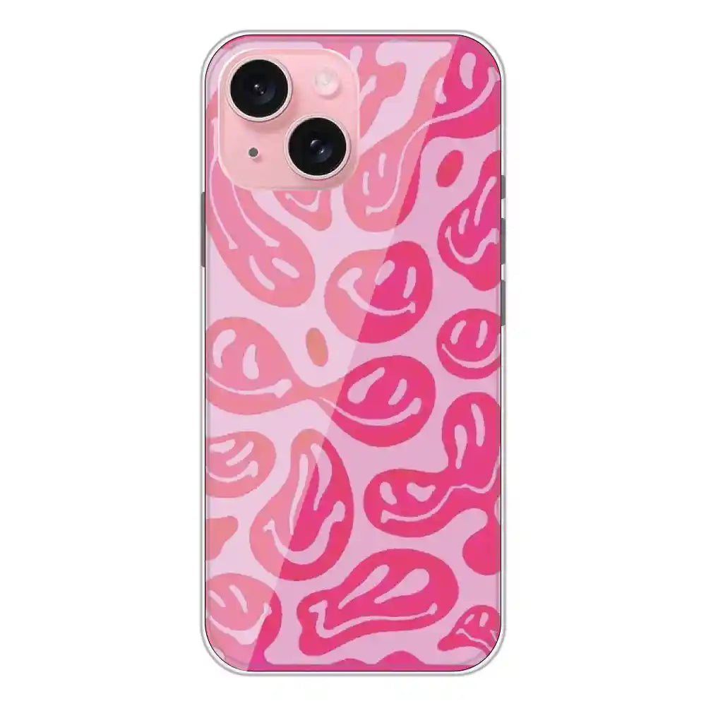 Pink Smiles - Printed Silicone Case For Apple iPhone 15 Plus