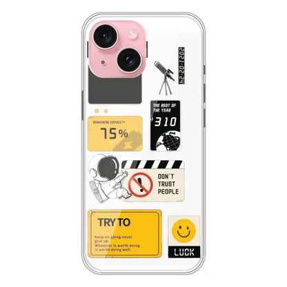 Space - Clear Printed Silicone Case For Apple iPhone 15