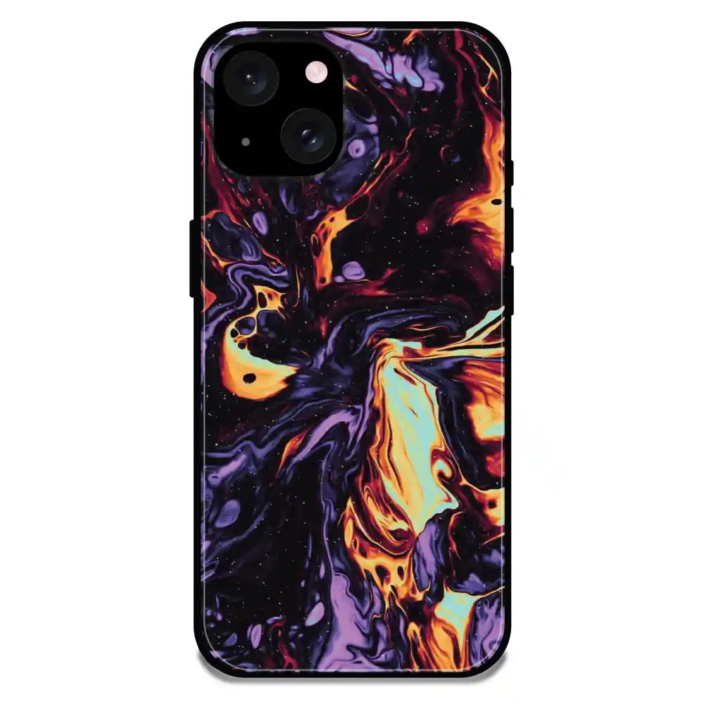 'Purple And Orange Swirl - Glossy Metal Silicone Case For Apple iPhone 15
