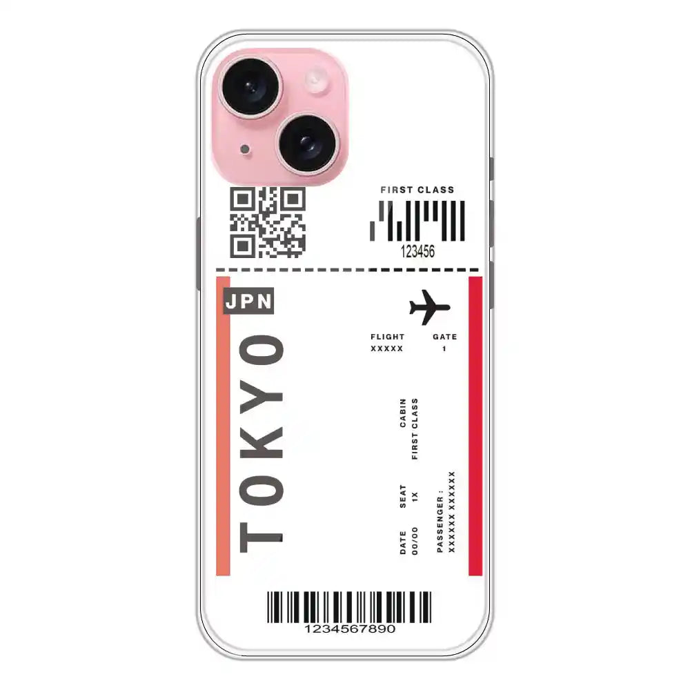 Tokyo Ticket - Clear Printed Silicone Case For Apple iPhone 15