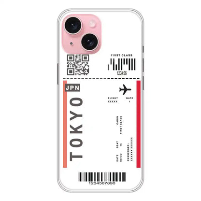 Tokyo Ticket - Clear Printed Silicone Case For Apple iPhone 15