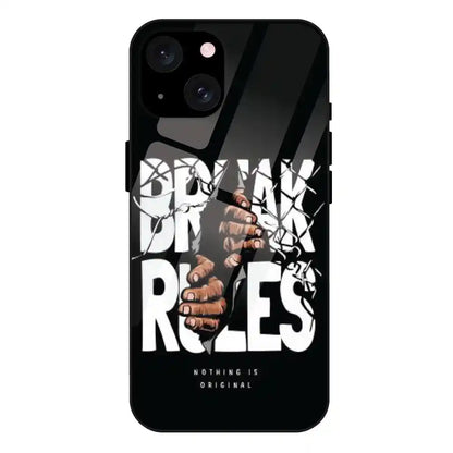 'Break Rules - Glass Case For Apple iPhone 15