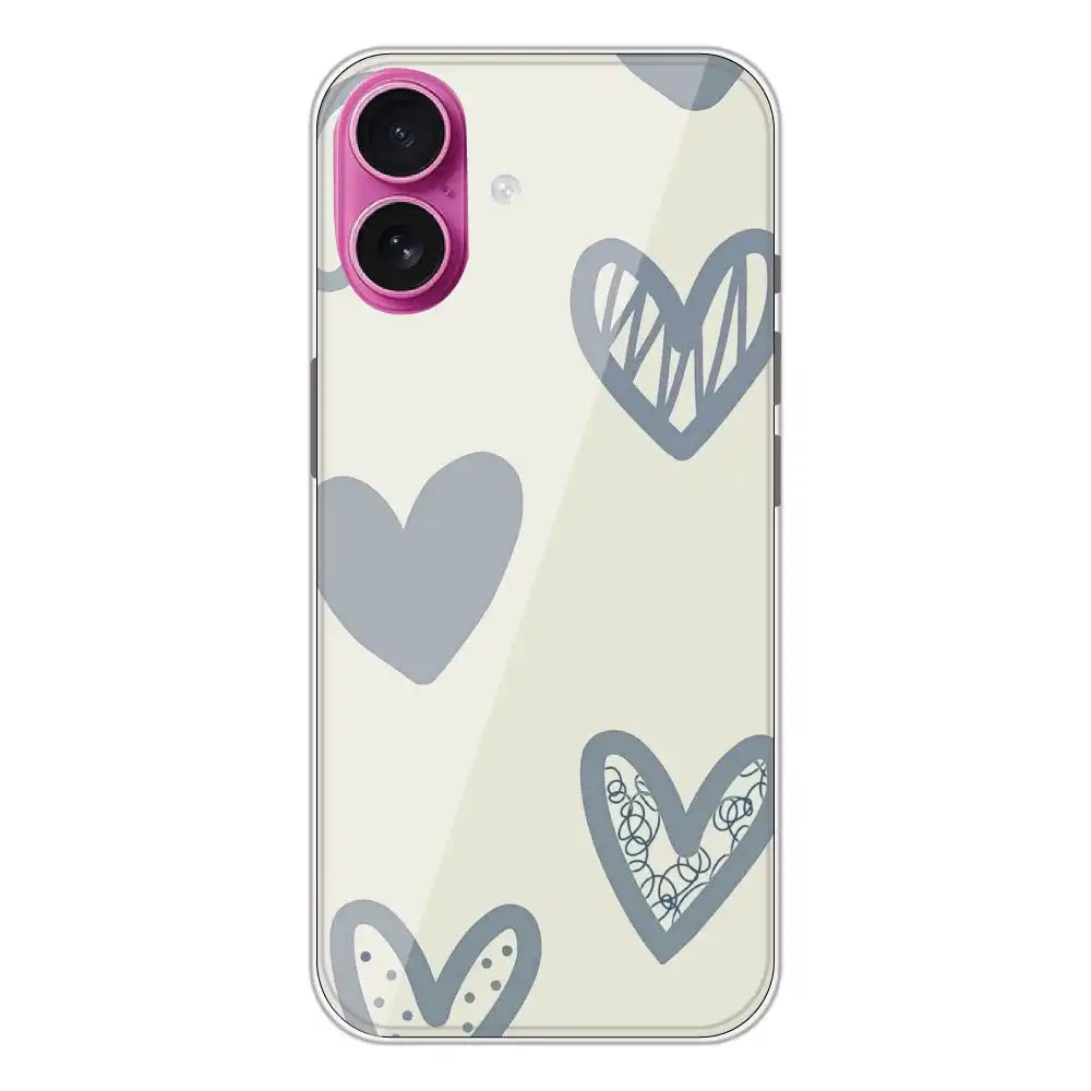 Light Blue Hearts - Silicone Case For Apple iPhone Models apple iphone 16 Plus