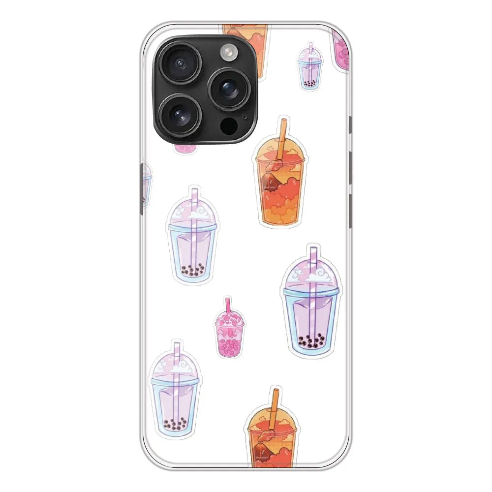 Bubble Tea - Clear Printed Silicone CaseFor Apple iPhone 16 Pro Max